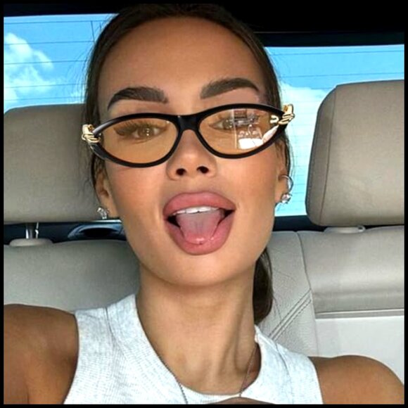 Polarized Cat Eye Sunglasses with Gold Accents, Plastic Frame main image 3
